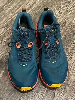 Hoka woman Teal and Orange Trail Running Shoes